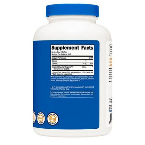 Nutricost, Ubiquinol Softgels, 100 Mg, 240 Count Nutricost