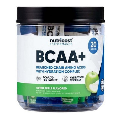 Nutricost, BCAA + Hydration Stickpacks Green Apple, 20 Sticks Nutricost