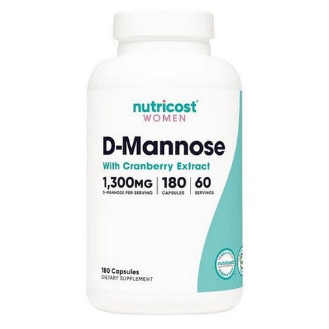 Nutricost, D-Mannose with Cranberry For Women Capsules, 1300 Mg, 180 Count Nutricost