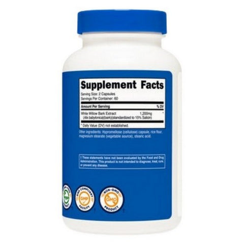 Nutricost, White Willow Bark Capsules, 1200 Mg, 120 Count Nutricost