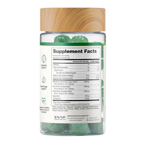 Snap Supplements, Blood Sugar Gummies Apple, 60 Gummies Snap Supplements
