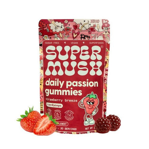 SuperMush, Daily Passion Mushroom Vegan Supplement, 60 Gummies SuperMush