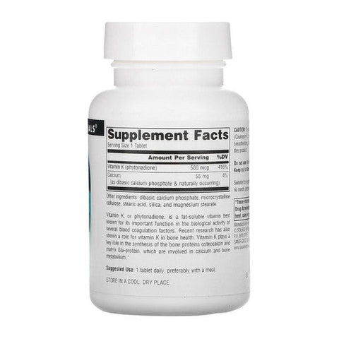 Source Naturals, Vitamin K, 500 MCG, 200 Tabs Source Naturals