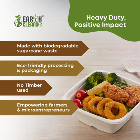 Earth Cleanse, Square Bagasse Bowls Premium, 3200 Pack (160 Ml / 5.4 Oz)
