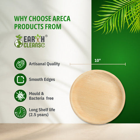 Earth Cleanse, Areca Palm Leaf Round Plates 10 Inches, Pack of 200