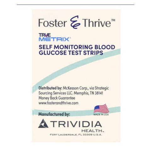 Foster And Thrive, True Metrix Self Monitoring Blood Glucose Test Strips, 100 Count Foster And Thrive