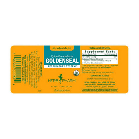 Herb Pharm, Goldenseal Glycerite, 1 Oz Herb Pharm