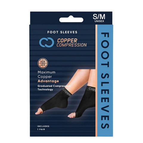 Copper Compression, Foot Sleeve Black Small And Medium, 1 Pair Copper Compression