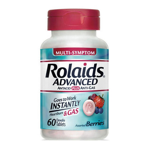 Rolaids, Digestive Heartburn Plus Gas Chewable, 60 Count Rolaids