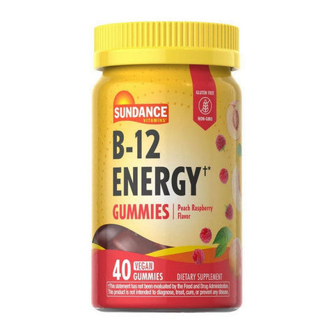 Sundance, B-12 Energy Vegan Gummies Natural Peach Raspberry, 40 Count Sundance