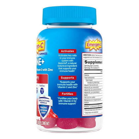Emergen-C, Immune+ Gummies Raspberry, 45 Gummies Emergen-C