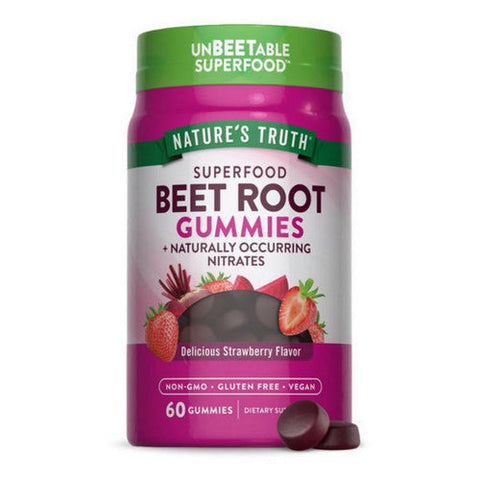 Nature's Truth, Beet Root + Naturally Occurring Nitrates Gummies Natural Strawberry, 60 Count Nature's Truth