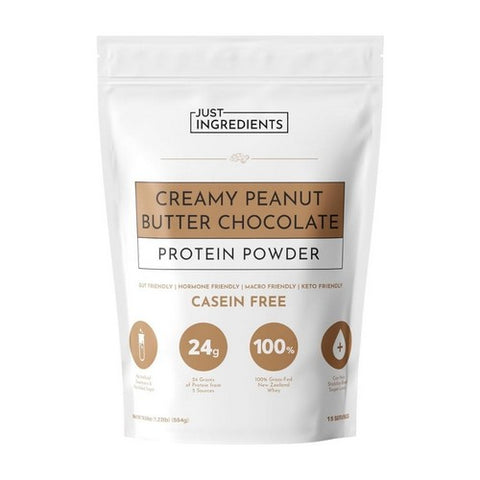 Just Ingredients, Creamy Peanut Butter Chocolate Protein Powder, 19.54 Oz