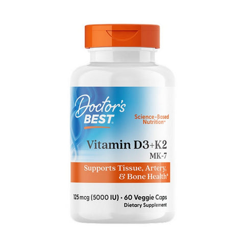Vitamin D3 + K2 MK-7 60 Veggie Caps by Doctors Best