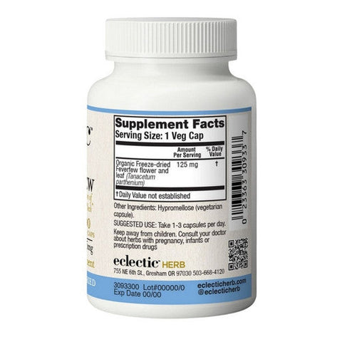 Eclectic Herb, Feverfew, 125 Mg, 90 Caps