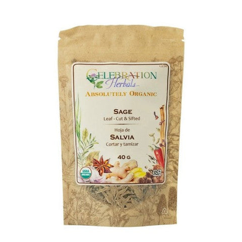 Celebration Herbals, Organic Sage Leaf Cut And Shifted, 40 Grams Celebration Herbals