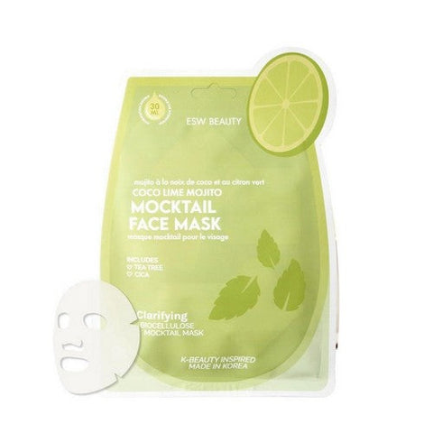 ESW Beauty, Coco Lime Mojito Clarifying Mocktail Biocellulose Mask, 10 Count