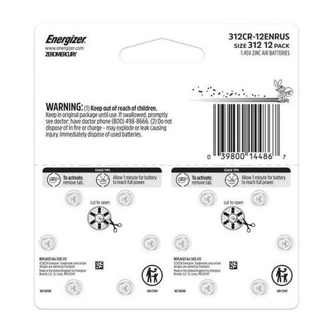 Energizer, Hearing Aid Battery Size 312 Brown, 12 Count Energizer