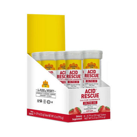 Country Life, Acid Rescue On-The-Go Chewable Tablets Berry Flavor, 14 Count Country Life