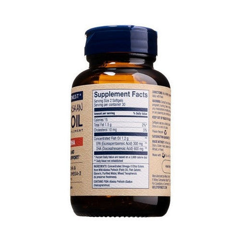 Wiley's Finest, Wild Alaskan Fish Oil Peak DHA And Dose Of EPA, 60 Softgels Wiley's Finest