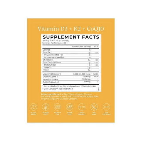 Cymbiotika, Vitamin D3 Plus K2 + CoQ10 Tangerine, 5000 IU, 2 Oz Cymbiotika