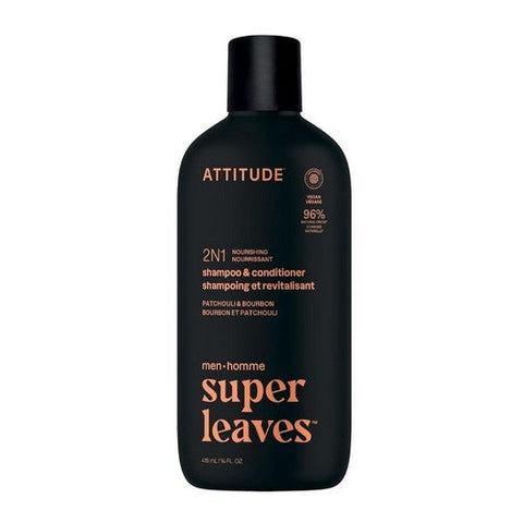Attitude, Men's Patchouli And Bourbon Nourishing 2-In-1 Shampoo & Conditioner, 14 Oz Attitude