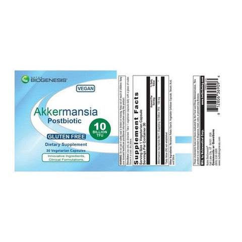 N-BioGenesis, Akkermansia Postbiotic, 30 Count N-BioGenesis