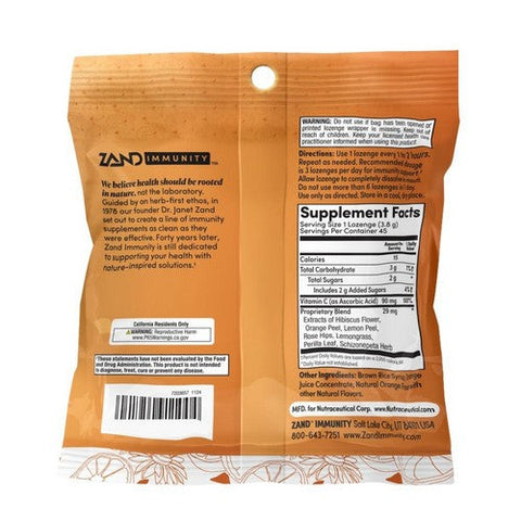 Zand, Immunity Orange C Throat Lozenges, 50 Count Zand