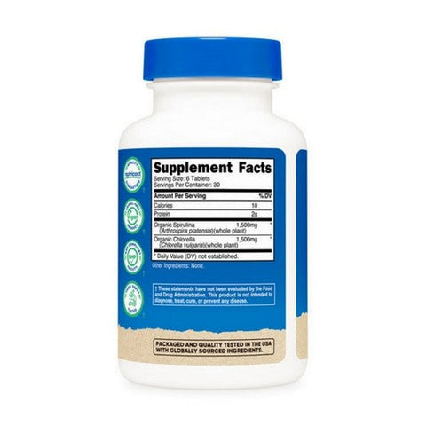 Nutricost, Organic Spirulina Plus Chlorella, 1500 Mg, 180 Tabs Nutricost