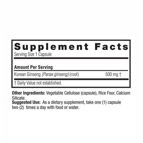 Nature's Answer, Korean Ginseng, 500 Mg, 50 Veg Caps Nature's Answer