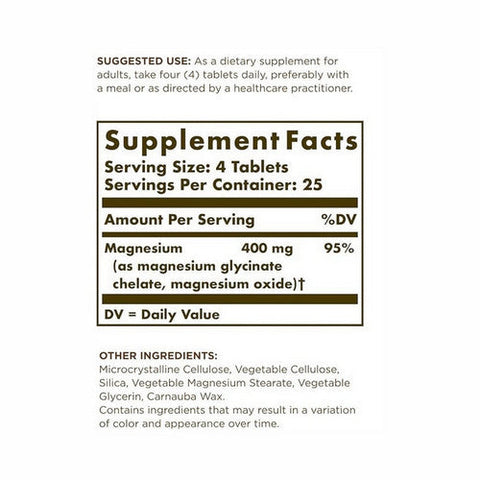 Solgar, Chelated Magnesium Tablets, 100 Tabs Solgar
