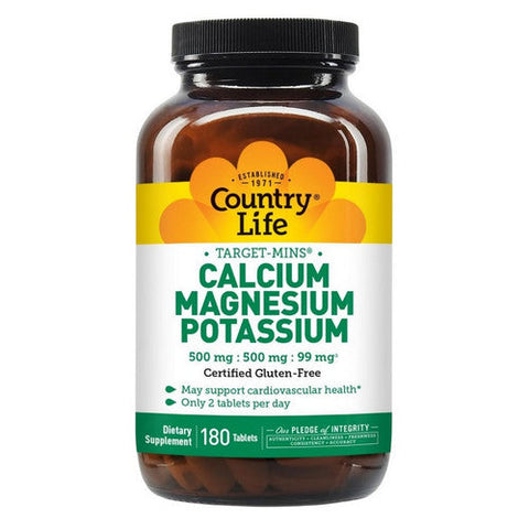 Country Life, Target-Mins Calcium Magnesium Potassium, 180 Tabs Country Life