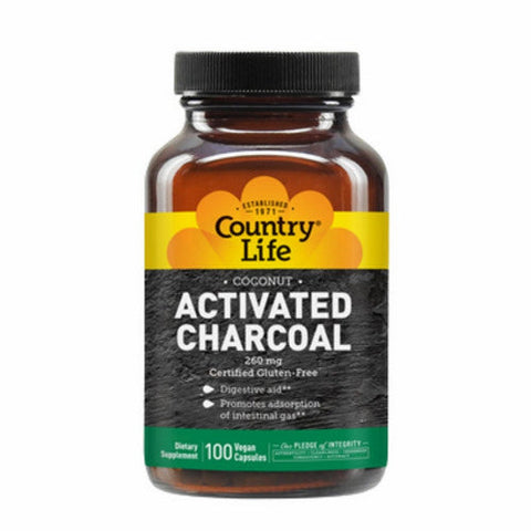 Country Life, Activated Charcoal, 260 Mg, 100 Veg Caps Country Life