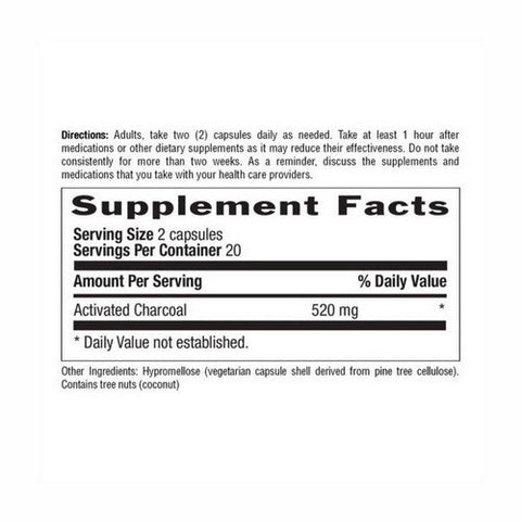 Country Life, Charcoal, 260 MG, 100 Caps Country Life