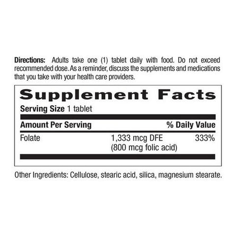 Country Life, Folate, 800 Mcg, 100 Tabs Country Life