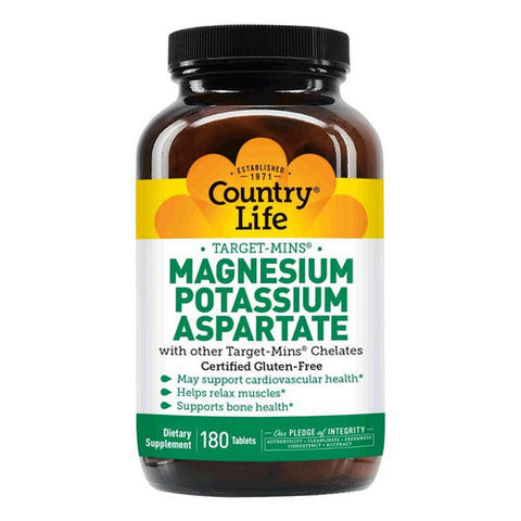 Country Life, Magnesium - Potassium Aspartate Target-Mins, 180 Tabs Country Life
