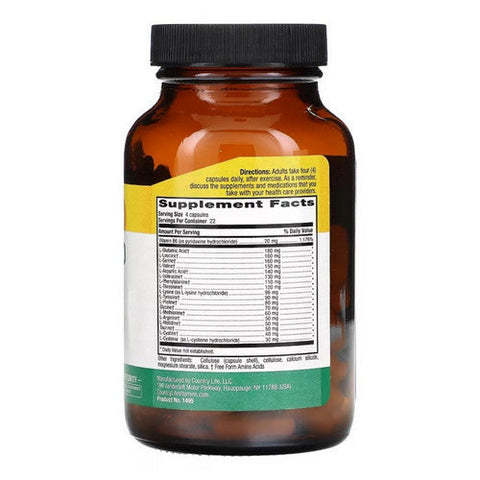 Country Life, Max-Amino with B-6 (Blend Of 18 Amino Acids), 90 Caps Country Life