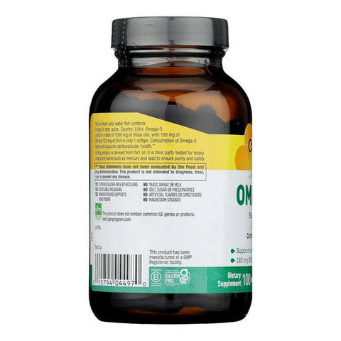 Country Life, Omega 3 Fish Body Oils, 1000 MG, 100 Sftgls Country Life