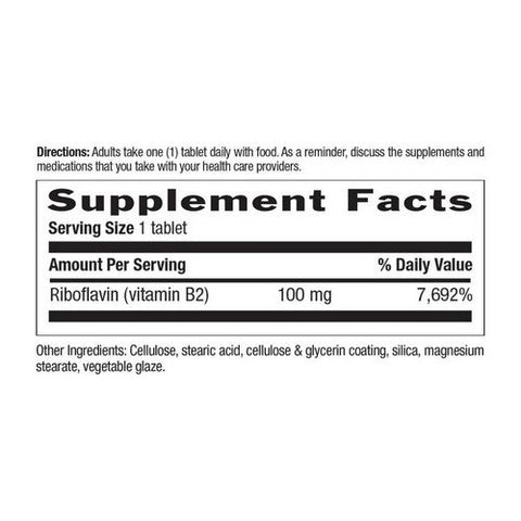Country Life, Vitamin B-2, 100 MG, 100 Tabs Country Life