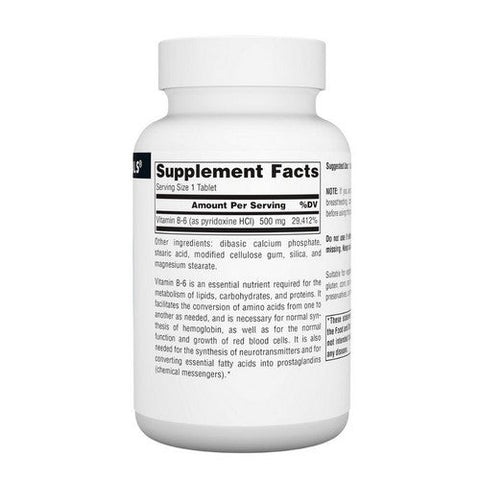 Source Naturals, Vitamin B-6, 500 Mg, 100 Tabs Source Naturals