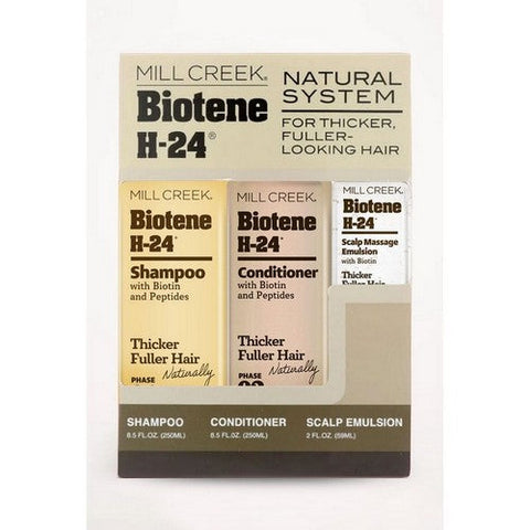 Mill Creek Botanicals, Biotene H-24 Tri-Pack Shampoo Conditioner Scalp Emulsion, Tri-pack 3 Pc Mill Creek Botanicals