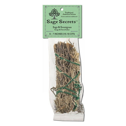 Sage Spirit, Smudge Wand Sage And Sweetgrass 4 -5 Inches Small Incense, Sage/sweetgrass 7 Sage Spirit