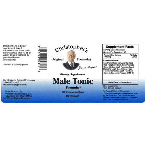 Dr. Christophers Formulas, Male Tonic Formula, 100 Vegicaps Dr. Christophers Formulas