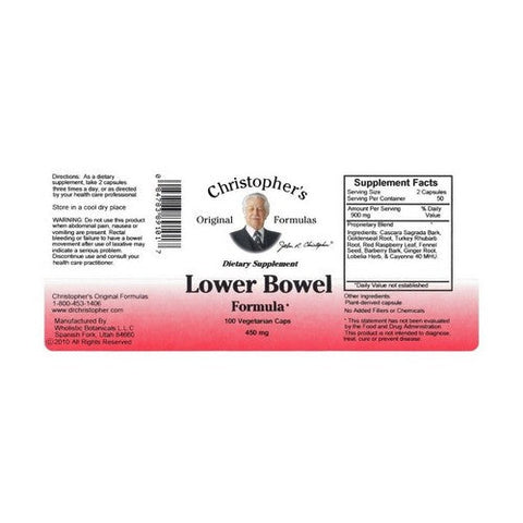 Dr. Christophers Formulas, Original Formulas Lower Bowel Formula, 100 Vegicaps Dr. Christophers Formulas