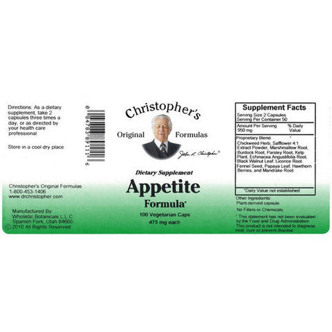 Dr. Christophers Formulas, Appetite Formula, 100 Vegicaps Dr. Christophers Formulas