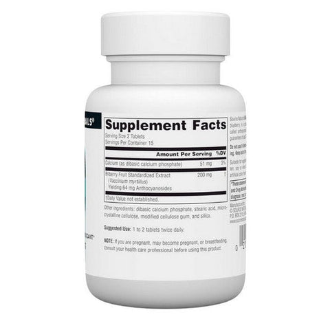 Source Naturals, Bilberry Extract, 100 MG, 30 Tabs Source Naturals