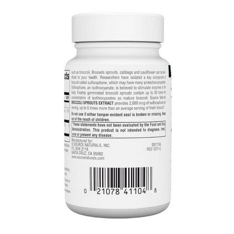 Source Naturals, Broccoli Sprouts Extract, 250 Mg, 60 Tabs Source Naturals