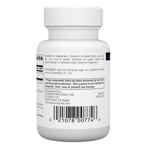 Source Naturals, Chromium Picolinate Yeast Free, 200 Mcg, 120 Tabs Source Naturals