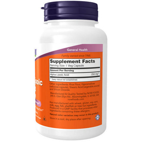 Now Foods, ALPHA LIPOIC ACID, 250 mg, 120 Caps Now Foods