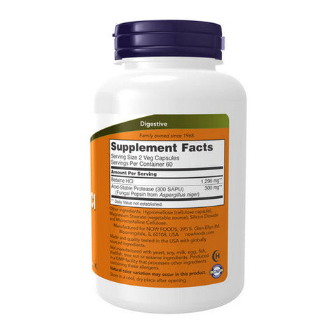 Now Foods, Betaine HCl, 648 Mg, 120 Veg Caps Now Foods